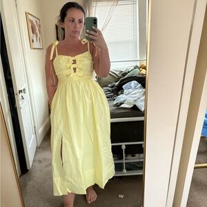 Astr Yellow Smocked Buttoned Sundress